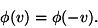 \begin {displaymath} \phi (v) = \phi (-v). \end {displaymath}